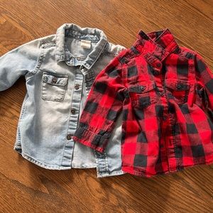 Set of H&M button downs 4-6 months - denim and flannel